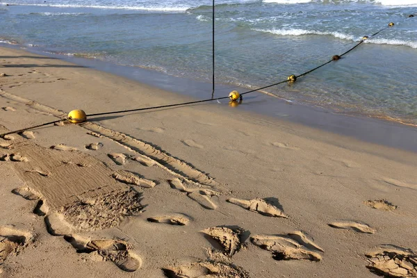 Luogo Balneazione Sulla Spiaggia Recintato Con Una Corda Con Galleggianti — Foto Stock