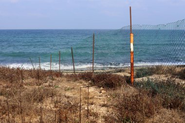 denizin kenarında açık bir parkta çit 