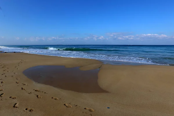 Costa Arenosa Mediterrâneo Norte Israel — Fotografia de Stock