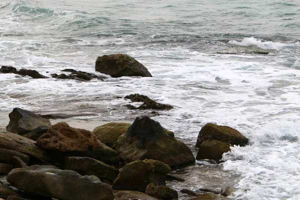 Öde Stranden Medelhavet Norr Israel — Stockfoto