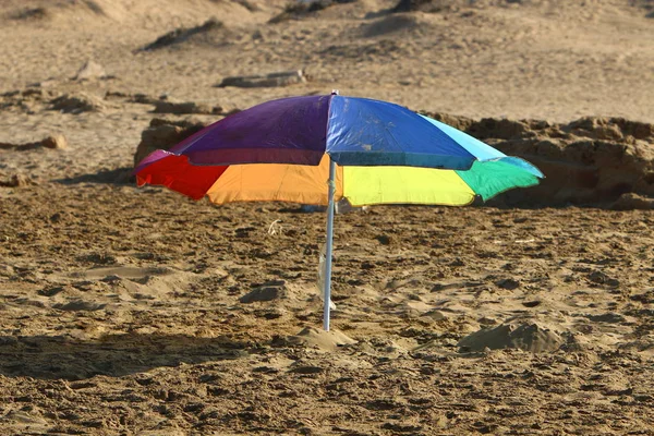 Guarda Chuva Praia Mar Mediterrâneo — Fotografia de Stock