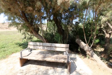 Kuzey İsrail bir açık şehir parkında bir Bank standları 