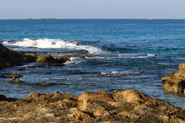 Costa Del Mar Mediterráneo Extremo Norte Del Estado Israel — Foto de Stock