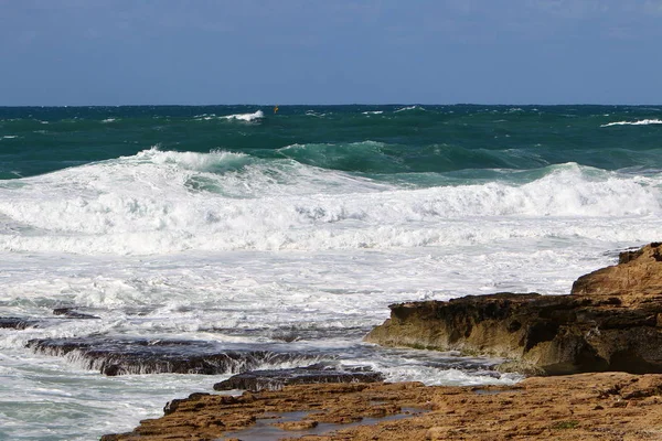 Côte Mer Méditerranée Dans Nord Israël — Photo