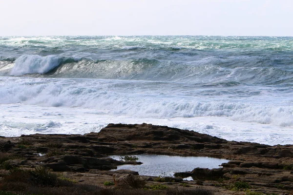 Costa Mar Mediterrâneo Norte Israel — Fotografia de Stock