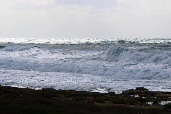 Costa Mar Mediterrâneo Norte Israel — Fotografia de Stock