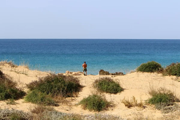 Kust Van Middellandse Zee Het Noorden Van Staat Israël — Stockfoto