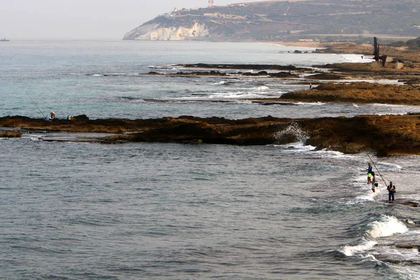 Costa Mar Mediterrâneo Norte Estado Israel — Fotografia de Stock
