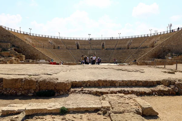 Théâtre Antique Sur Les Rives Méditerranée Israël Construit Sous Roi — Photo