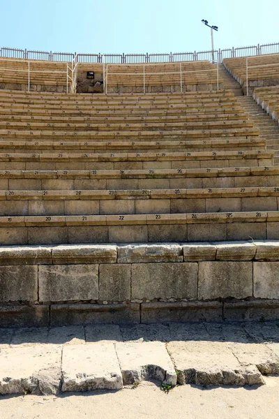 Oude Theater Aan Oevers Van Middellandse Zee Israël Gebouwd Onder — Stockfoto