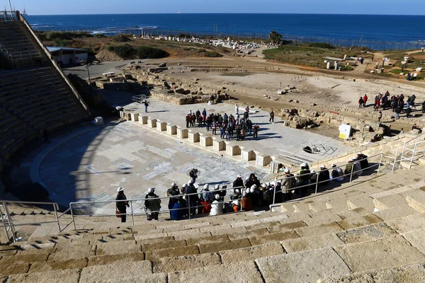 Théâtre Antique Sur Les Rives Méditerranée Israël Construit Sous Roi — Photo