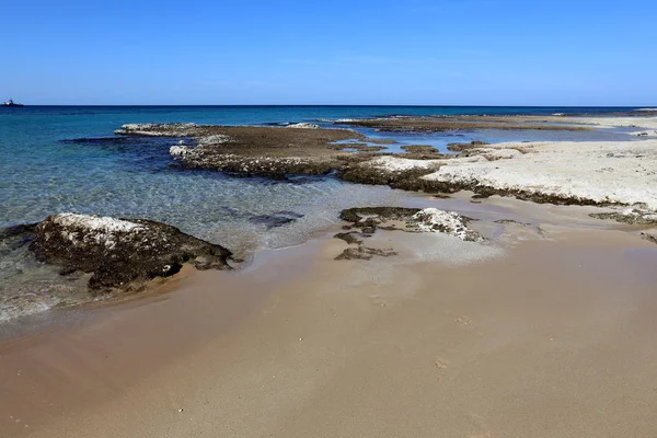 Costa Del Mar Mediterraneo Nel Nord Dello Stato Israele — Foto Stock