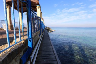 denizin kenarında açık bir parkta çit 