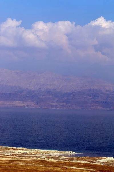 Orilla Opuesta Del Mar Muerto Pueden Ver Las Montañas Jordania —  Fotos de Stock