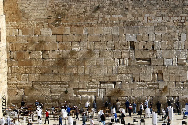 耶路撒冷老城圣殿山上的哀号墙 — 图库照片