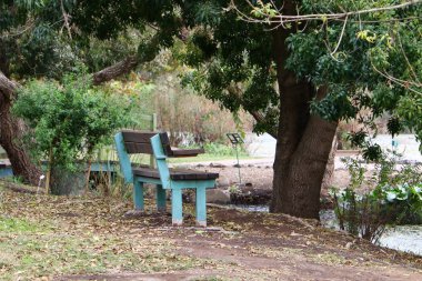 Kuzey İsrail bir açık şehir parkında bir Bank standları 