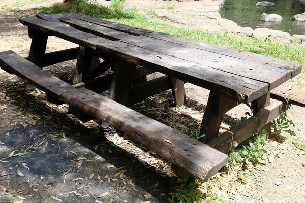 Bench Stands Open City Park Northern Israel — Stock Photo, Image