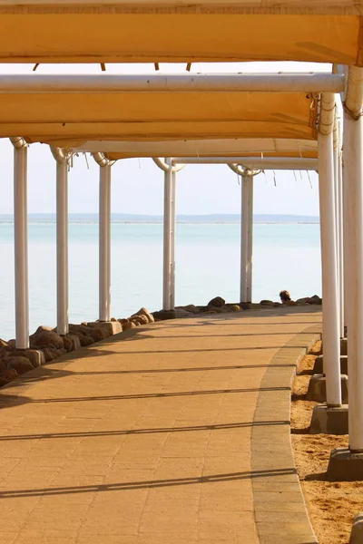 Baldacchino Proteggere Dal Caldo Sole Israeliano Sulla Spiaggia — Foto Stock