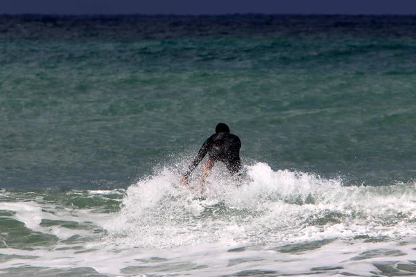 Surfing Ridning Bølgerne Middelhavet Særlige Lysplader - Stock-foto