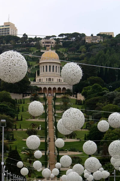 Bâtiments Plantes Dans Jardin Bahai Dans Ville Haïfa Israël — Photo