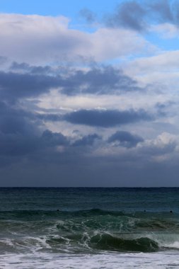 fırtına ve Akdeniz'de Kuzey İsrail rüzgarda 