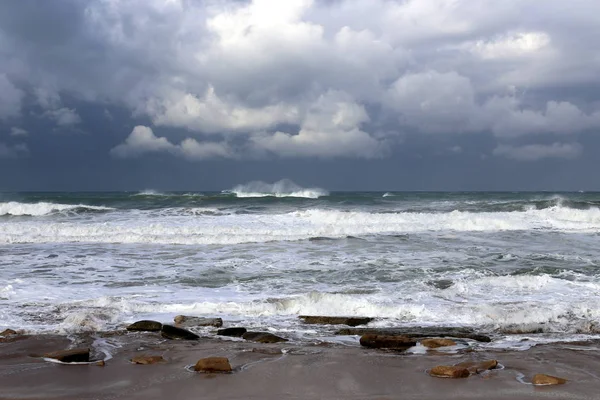 Storm Wind Mediterranean Sea Northern Israel — Stock Photo, Image