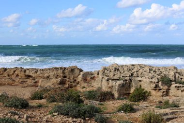 Akdeniz Kuzey İsrail'in taş sahil 