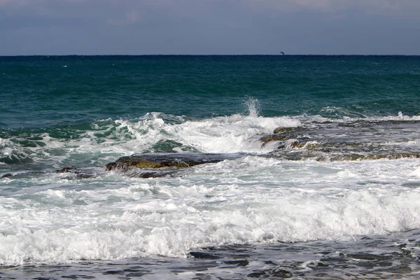 Costa Pietra Del Mar Mediterraneo Nel Nord Dell Israele — Foto Stock