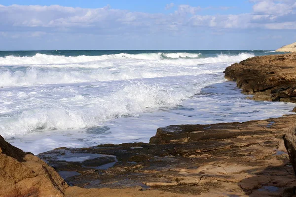 Sten Kusten Medelhavet Norra Israel — Stockfoto