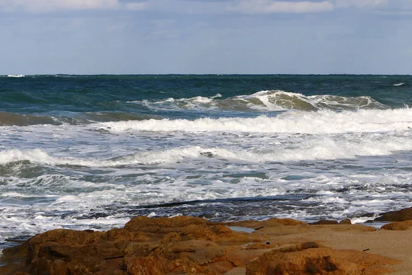 Costa Pedra Mar Mediterrâneo Norte Israel — Fotografia de Stock