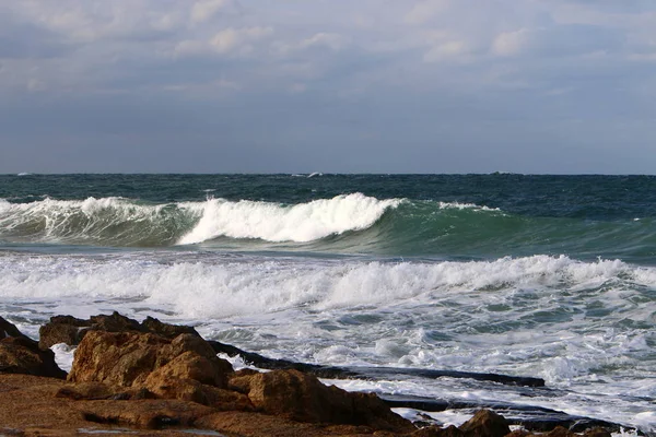 Stenen Kust Van Middellandse Zee Noord Israël — Stockfoto