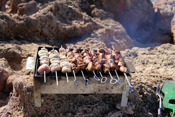 Picnic Día Soleado Invierno Orillas Del Mediterráneo — Foto de Stock