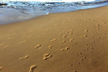Kumdaki Kuzey İsrail'Akdeniz kıyısında 