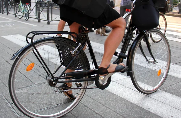 Велосипед Колесное Транспортное Средство Приводимое Движение Человеческой Мышечной Силой Через — стоковое фото