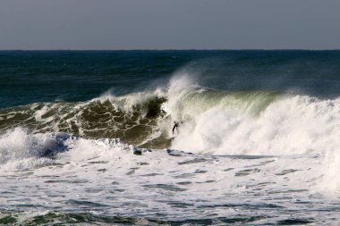 Sörf - özel ışık kurullarında Akdeniz dalgaları sürme. 