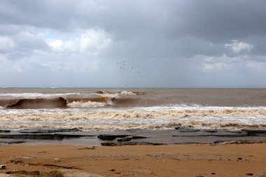 fırtına ve Akdeniz'de Kuzey İsrail rüzgarda 