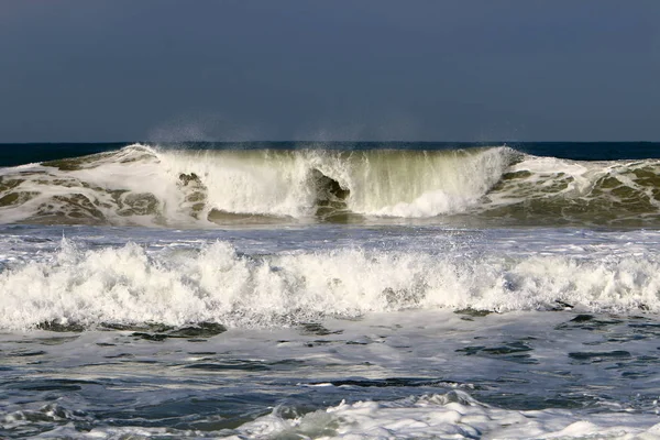 Tempesta Vento Nel Mar Mediterraneo Nel Nord Israele — Foto Stock