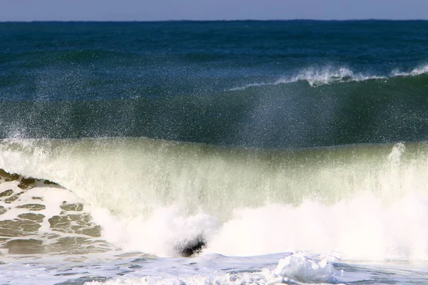 Tempesta Vento Nel Mar Mediterraneo Nel Nord Israele — Foto Stock