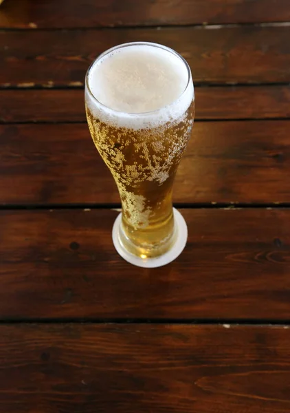 Restaurant Table Glass Cold Beer — Stock Photo, Image
