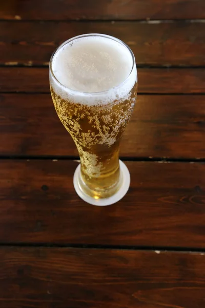 Restaurant Table Glass Cold Beer — Stock Photo, Image