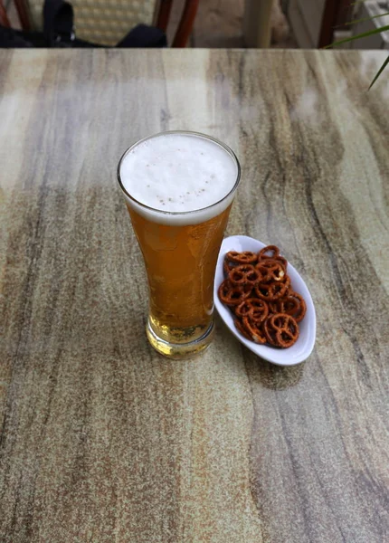 Restaurant Table Glass Cold Beer — Stock Photo, Image