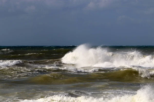 Storm Medelhavet Norra Israel — Stockfoto