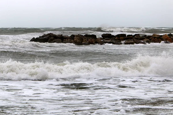 Tempestade Mediterrâneo Norte Israel — Fotografia de Stock