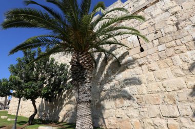 Eski bir kale kale duvarı yapılmış taş ve beton  