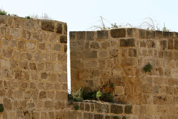Стена Древней Крепости Камня Бетона — стоковое фото