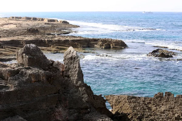 Rocas Piedras Las Orillas Del Mediterráneo Norte Israel — Foto de Stock