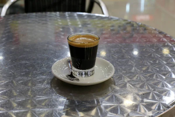 Vaso Sobre Mesa Café Caliente Fuerte — Foto de Stock