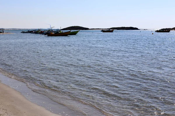 Bateau Sur Les Rives Méditerranée Israël — Photo