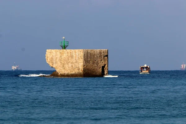 Faro Orillas Del Mediterráneo Israel —  Fotos de Stock