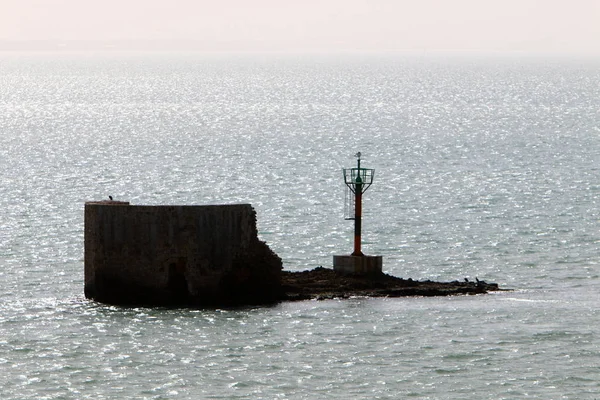 Vuurtoren Oevers Van Middellandse Zee Israël — Stockfoto